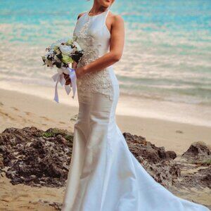 Hand-stitched Mermaid Custom Wedding Dress (Modern, Simple, Modest)